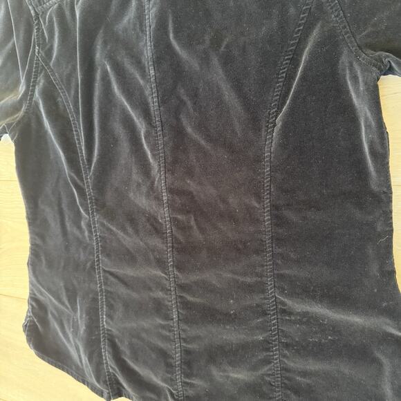Eddie Bauer Black Snap Front Velour Top Women's Tall M Shirt Cotton Heavyweight - Picture 7 of 10